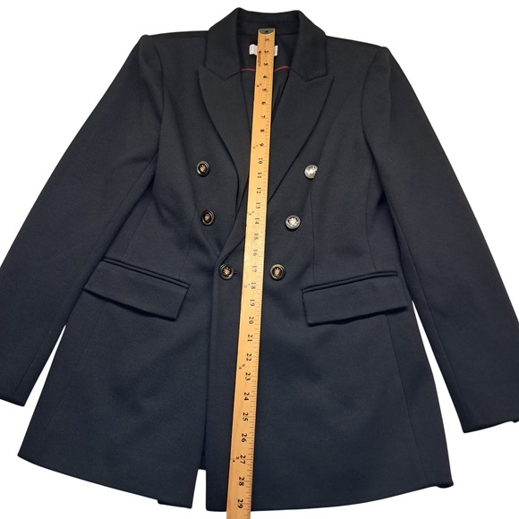 LOFT Blazer Jacket Women's 4 Black Double Breasted Gold Buttons Career Preppy - Picture 9 of 11